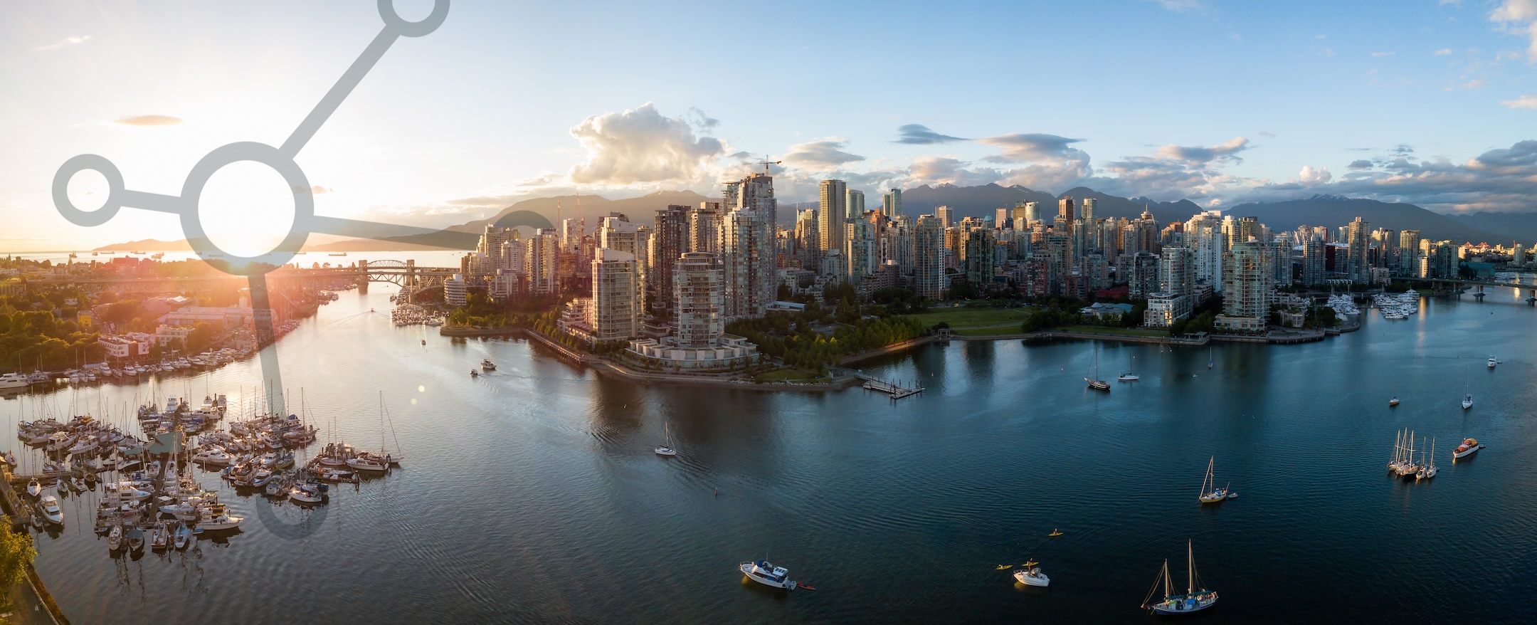 Vancouver areal photography with The Proposal labs logo